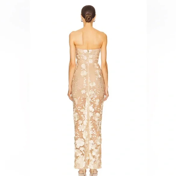 bronx and banco jasmine 3d floral applique lace strapless maxi dress gown XS NEW - Picture 14 of 17